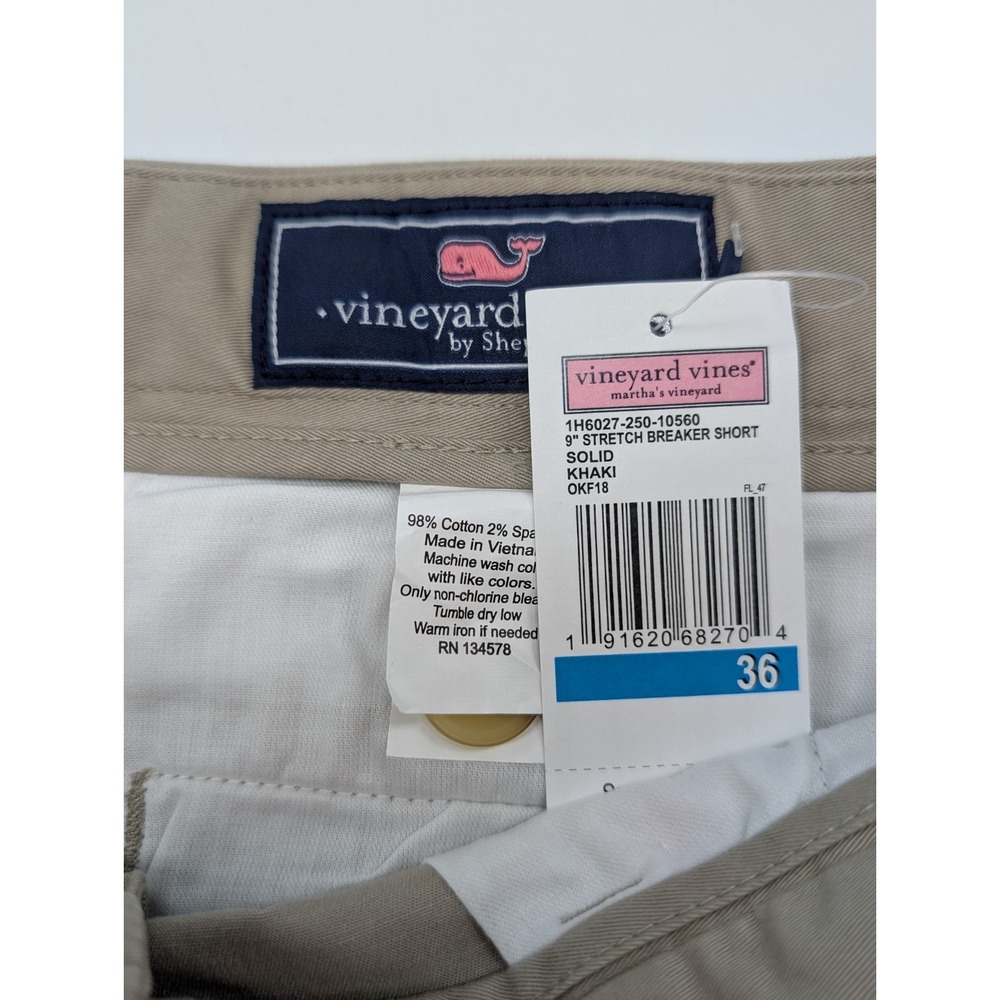 Vineyard‎ Vines 9" Breaker Shorts Men's Size 36 Khaki Stretch Chino NWT - Picture 4 of 5